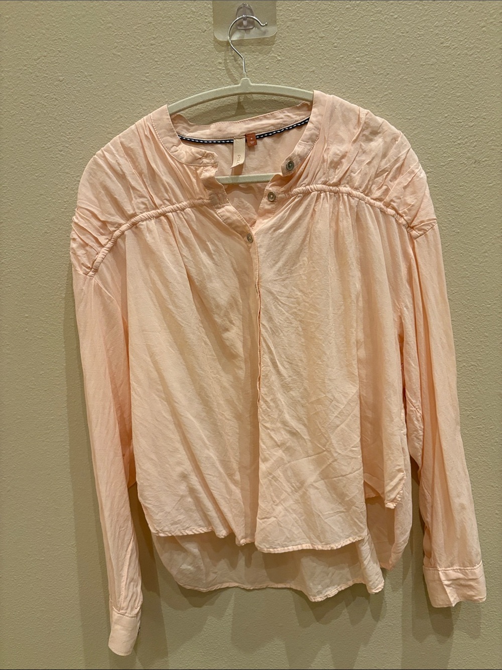 Peach Anthropologie Pilcro Women's Button-Front Peasant Blouse